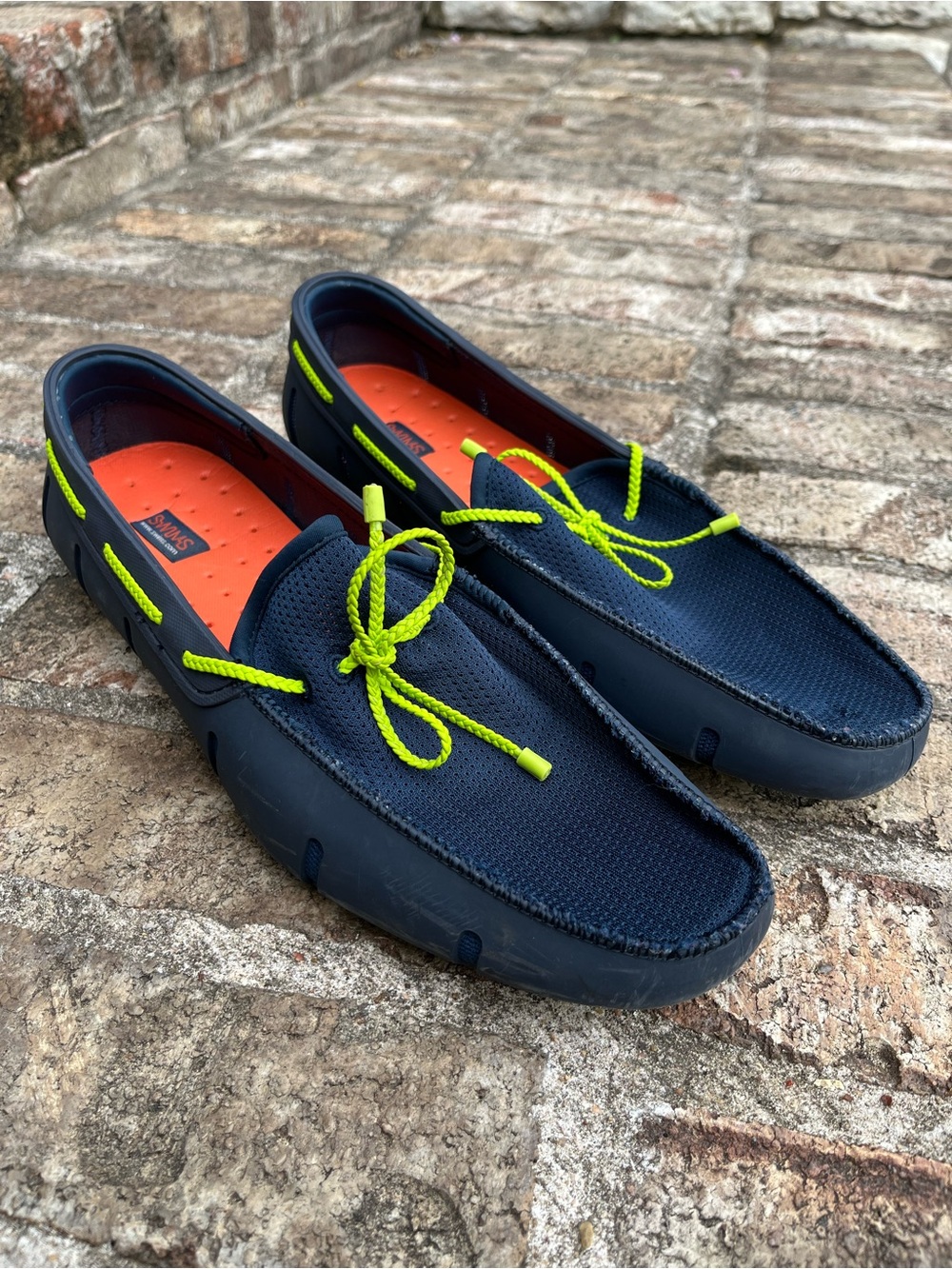 Swims Braided Lace Loafers Men's Size 12 Navy/Lime Moccasins Driving Water Shoes